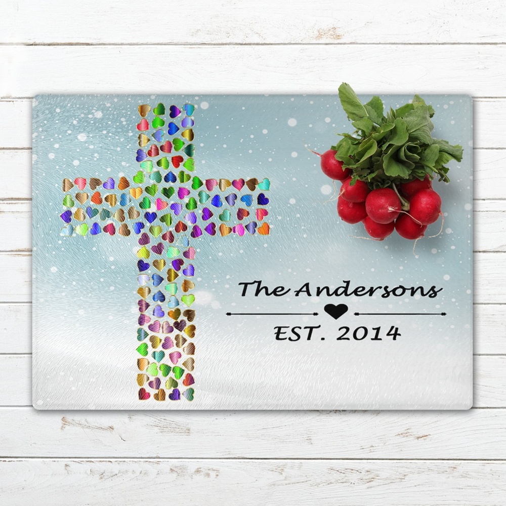 Personalized Holiday Glass Cutting Board